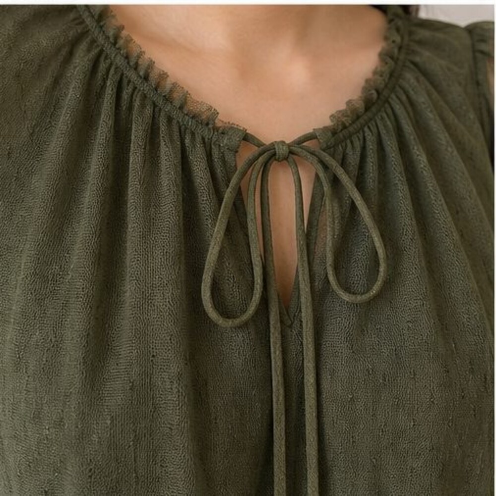 Olive Ruffle Blouse - Picture 4 of 6